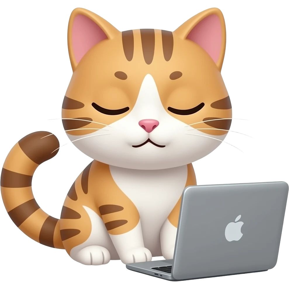 a cat is sleepy while working emoji