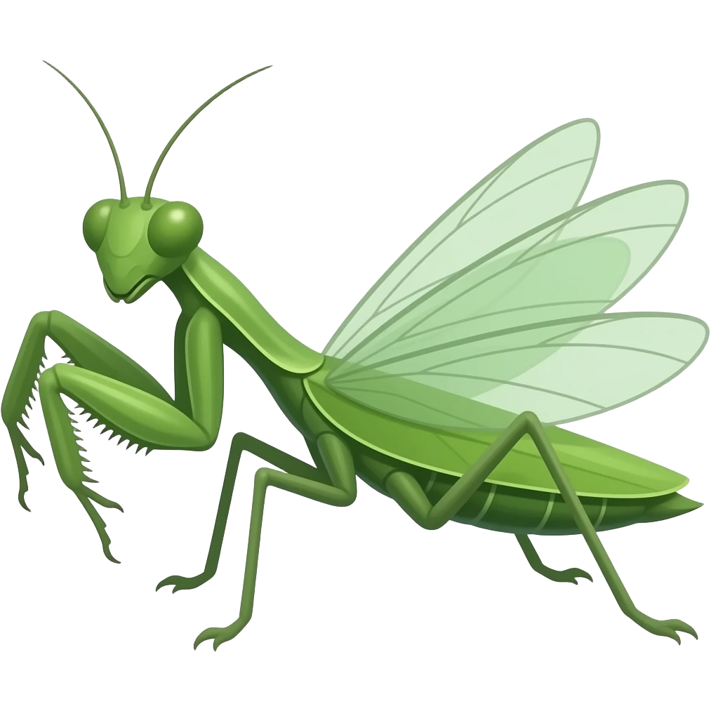 A green cute mantis not creepy at all without flying. emoji