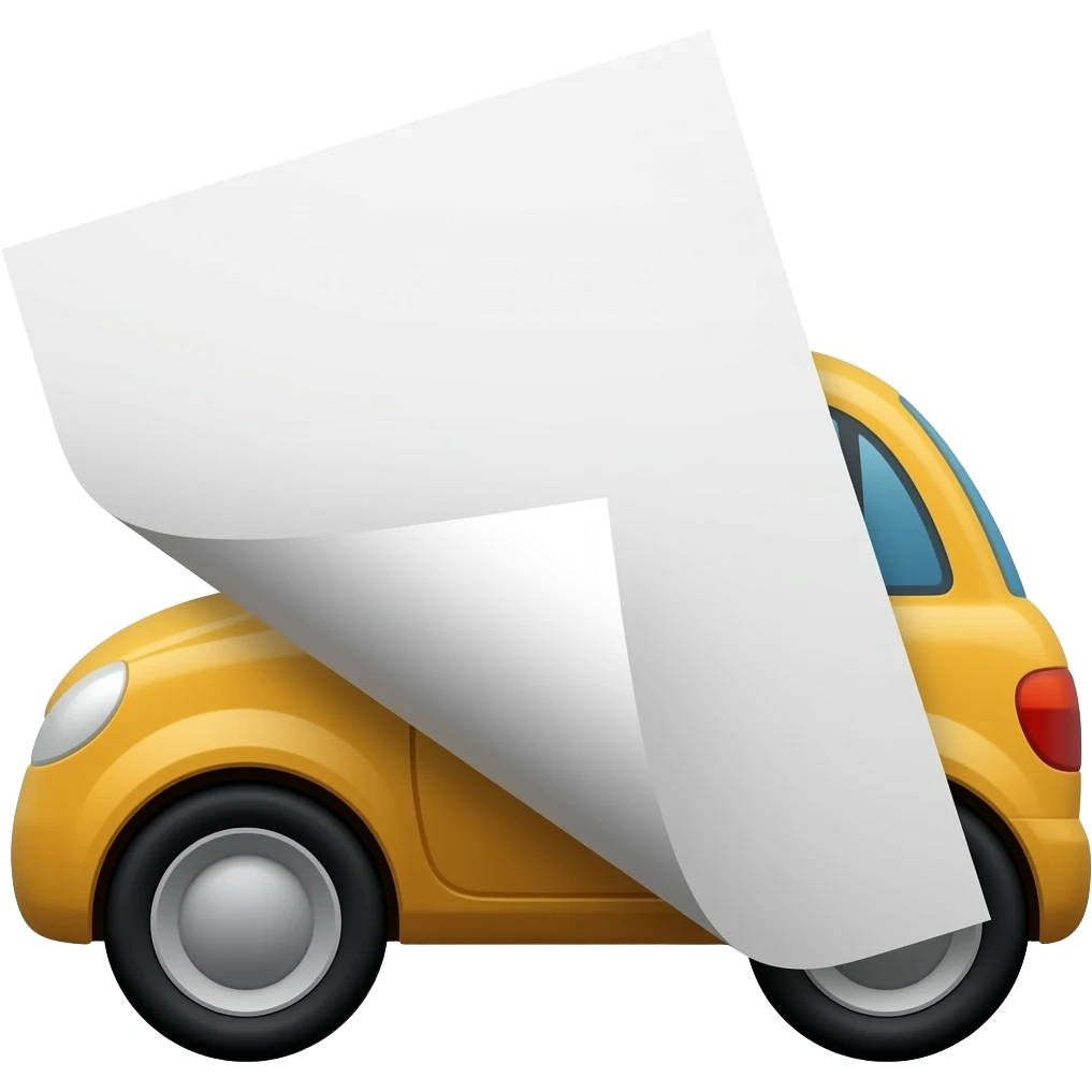A flat car and a single sheet of paper are overlapping. emoji