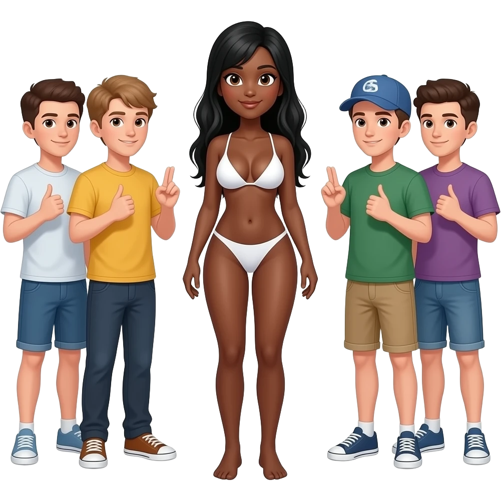 Naked black  tall girl with big boobs and tits and thighs standing infront of boys flashing her boobs emoji