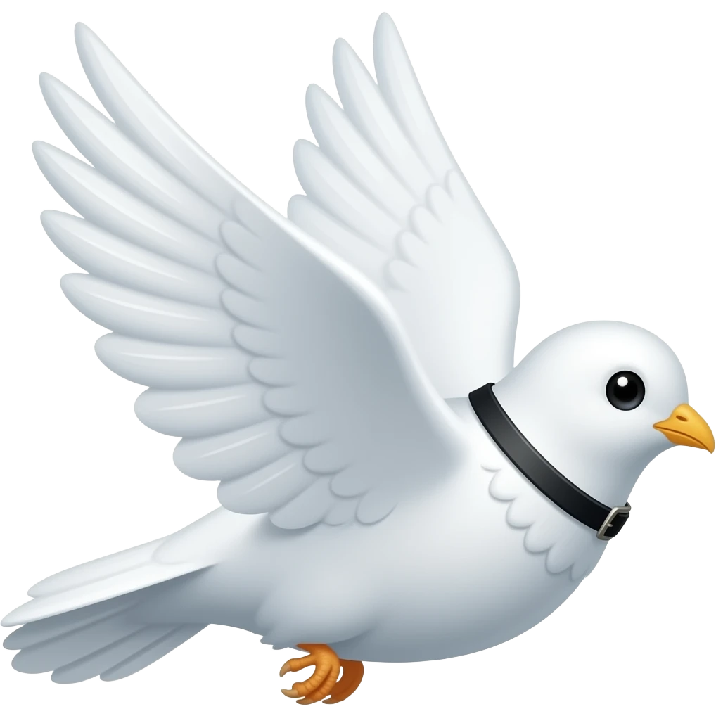 white dove bird flying away with black belt hanging around neck coming from funeral emoji