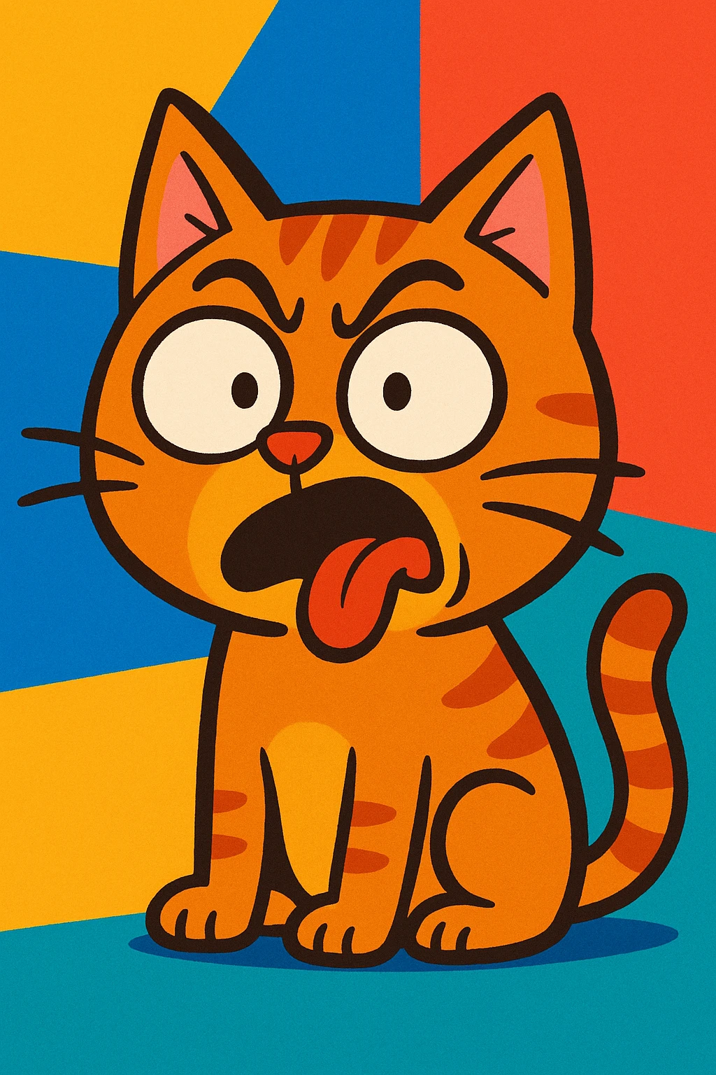 cute cartoon cat with an unusual facial expression, humorous accent, vibrant toon style emoji