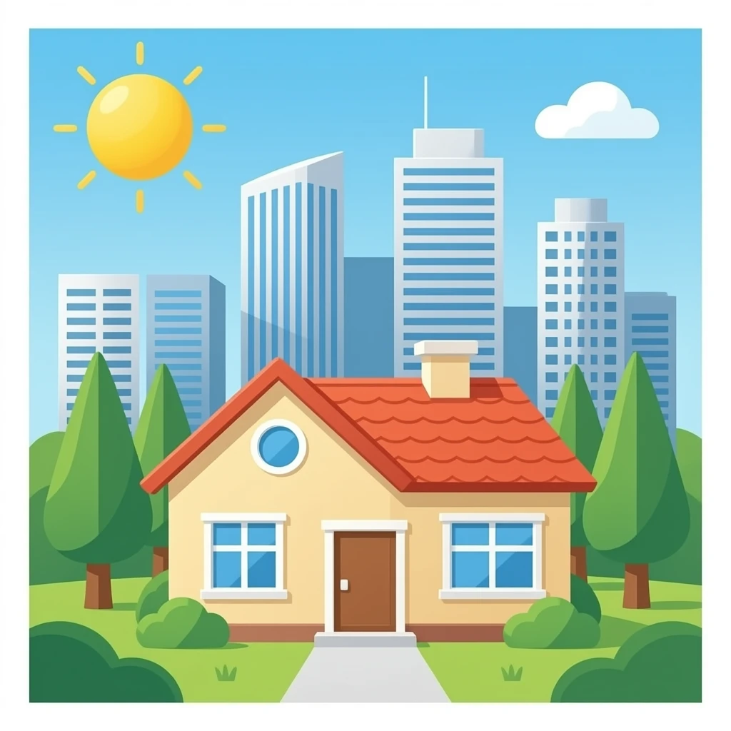 house, hut, tall office building emoji