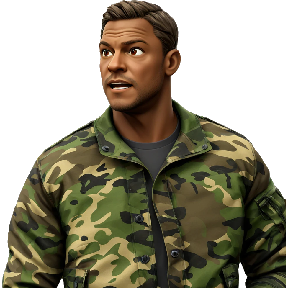 dark-skinned boy in camouflage jacket emoji