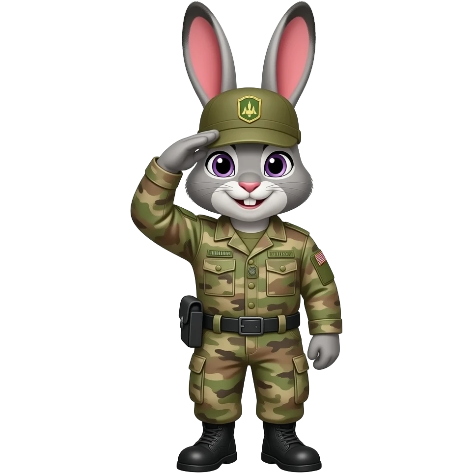 bunny in army fatigues saluting  text Killer Bunnies emoji