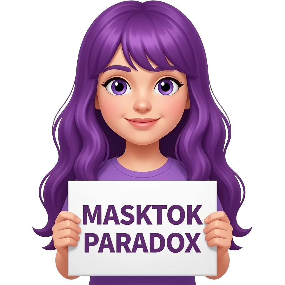 girl with long purple hair with a MASKTOK PARADOX sign emoji