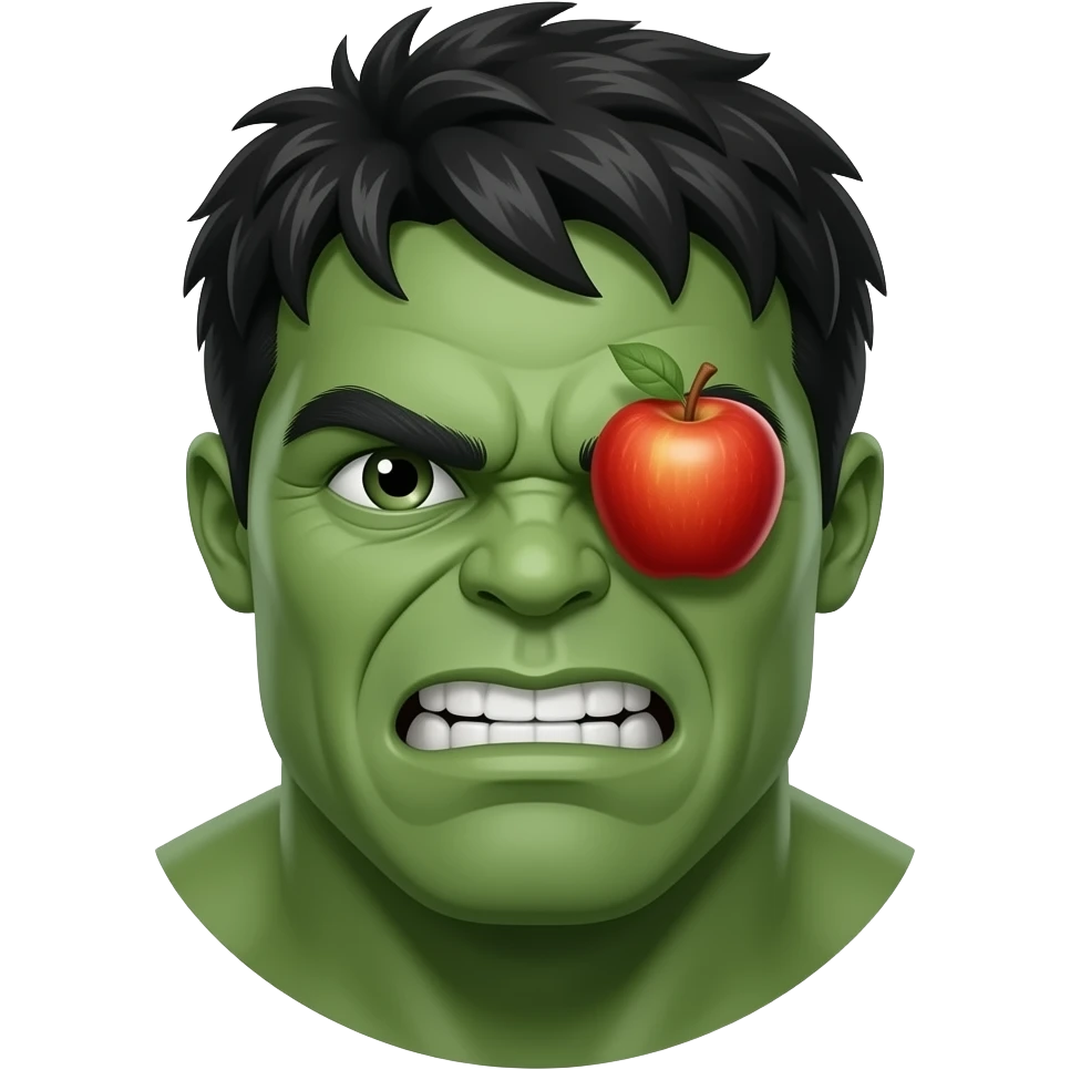 Hulka emoji and uske aankh per Apple emoji