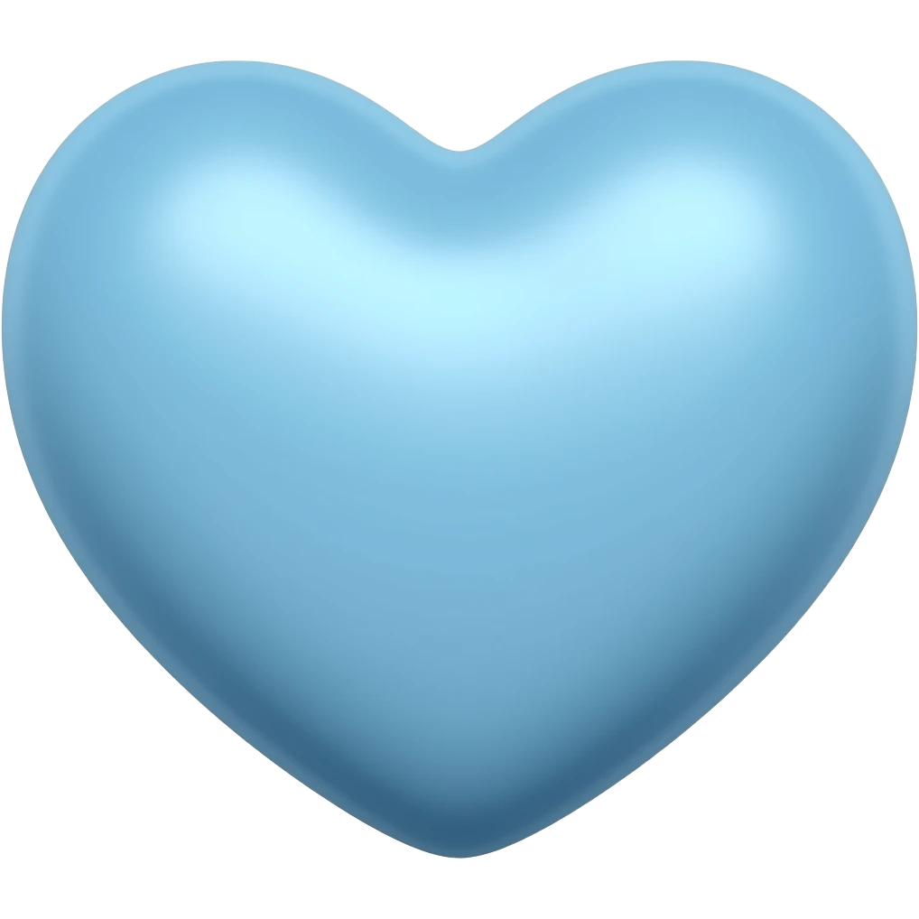 Pastel Blue Heart 3D long emoji