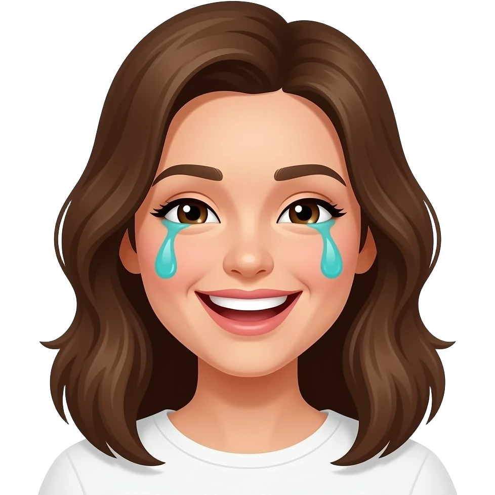 laughing woman with tears in teal colour emoji