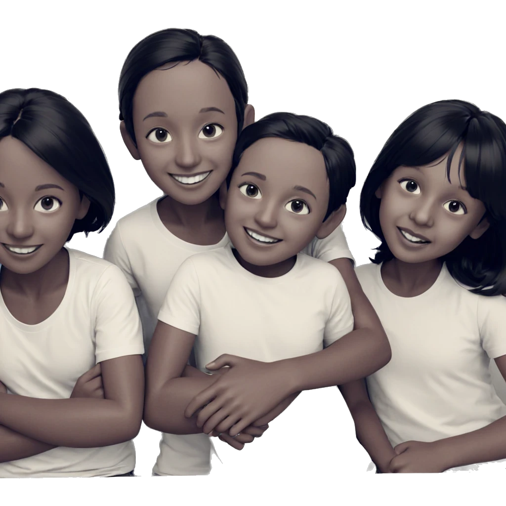smiling friends in black and white emoji