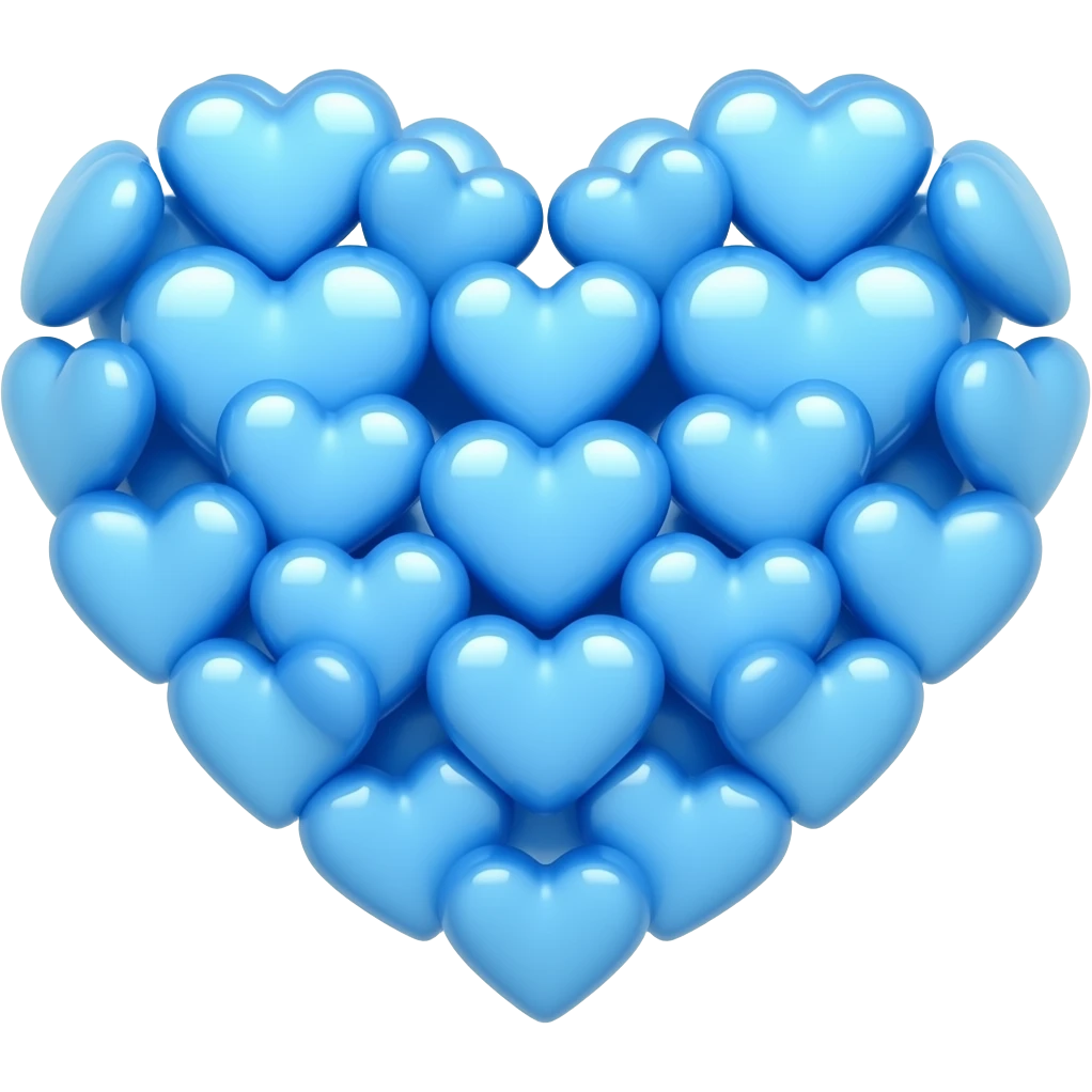 blue light hearts disposed in a heart shape emoji
