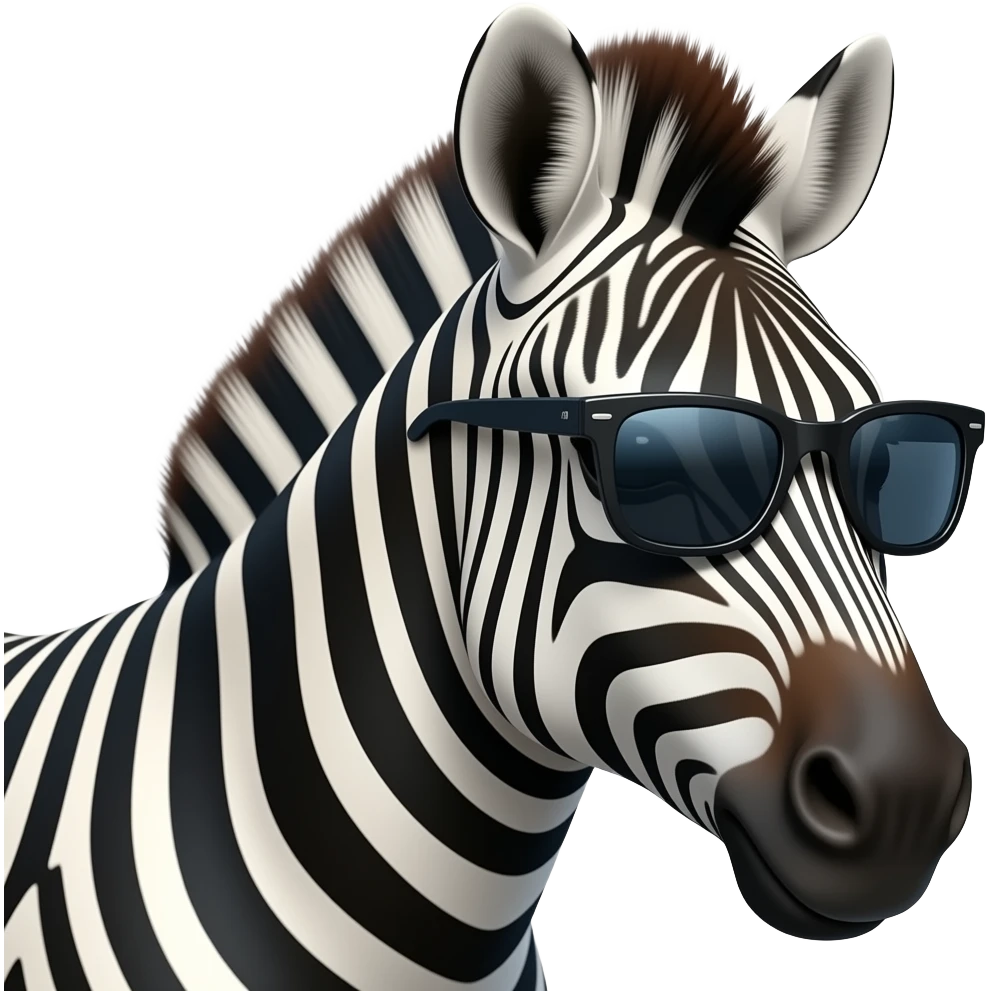 zebra with half body close up wear a sun glasses emoji