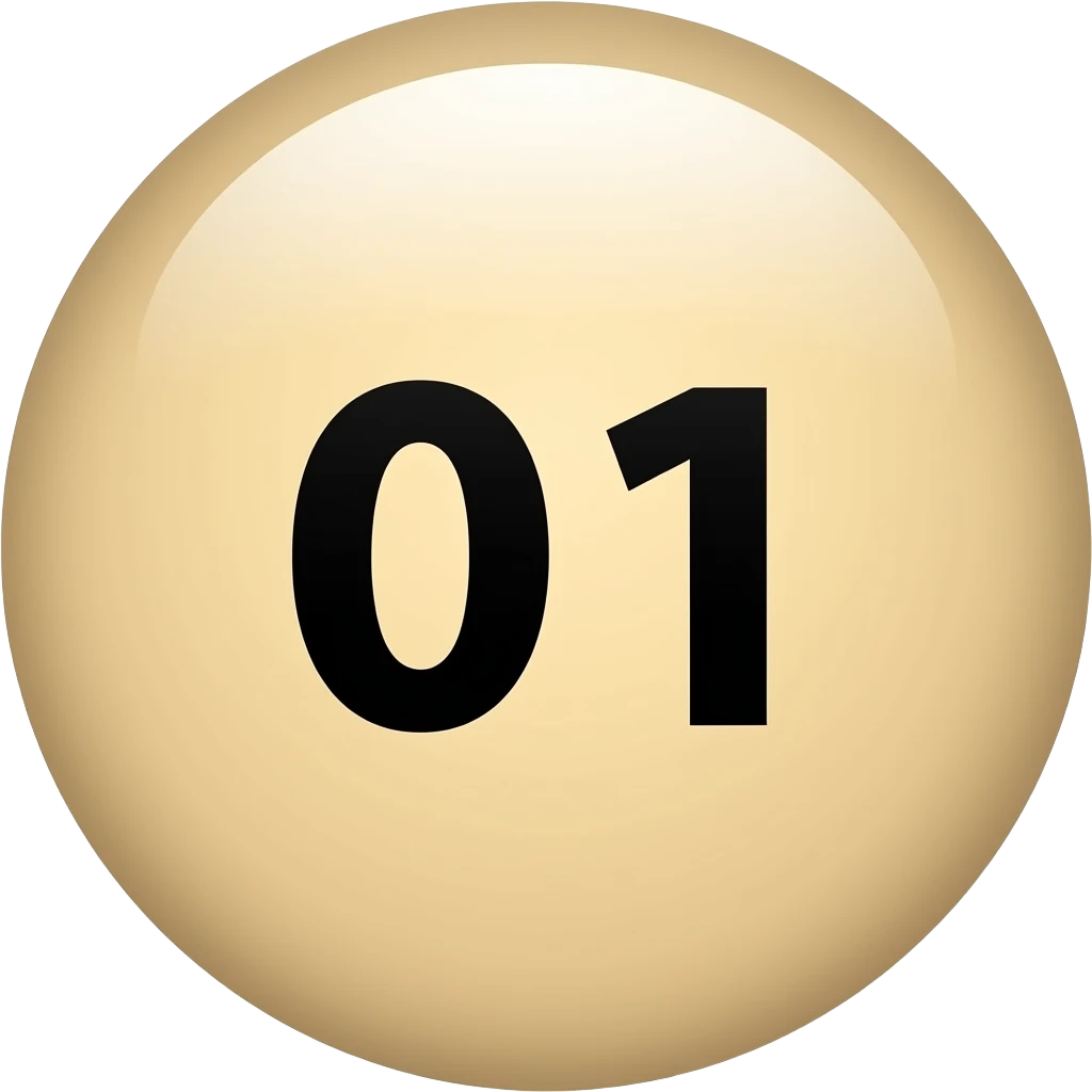'01' 써있는 동그라미 글씨색은 검정, 배경색은 '#faafa8' emoji