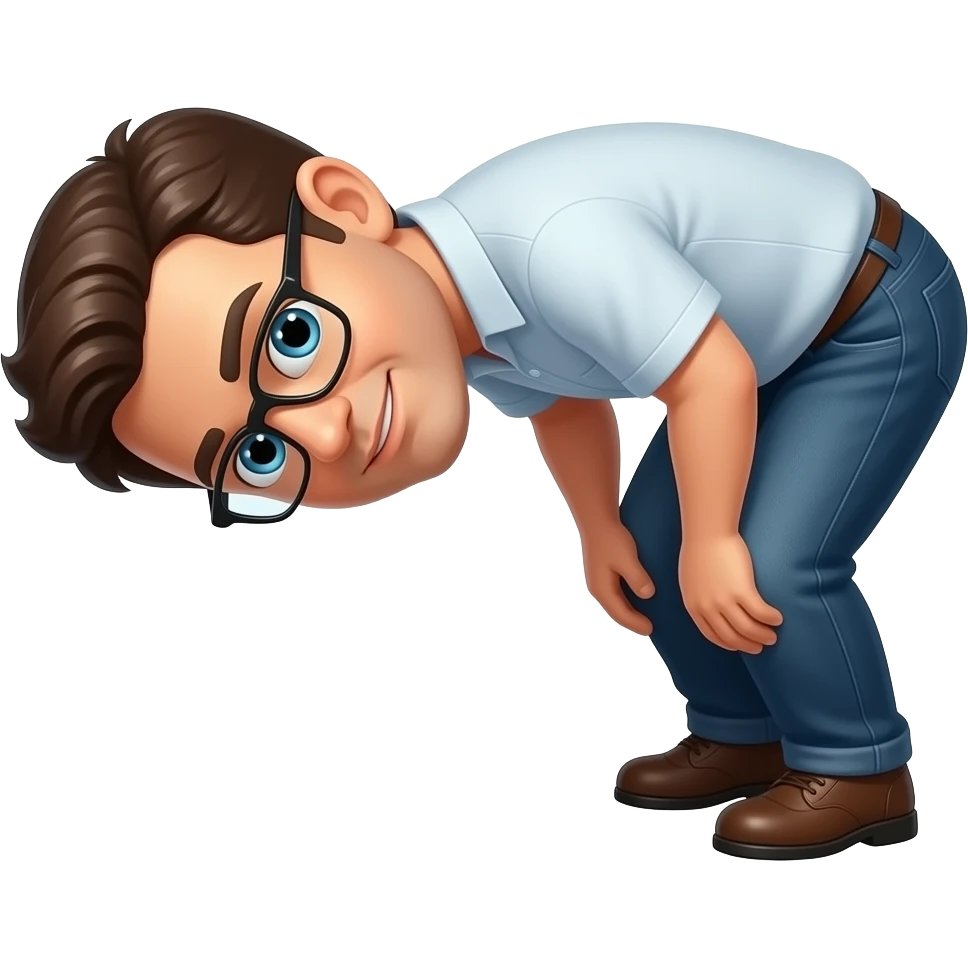 A man bowing towards the camera with the words ‘YOU’RE WELCOME!’ Overhead emoji