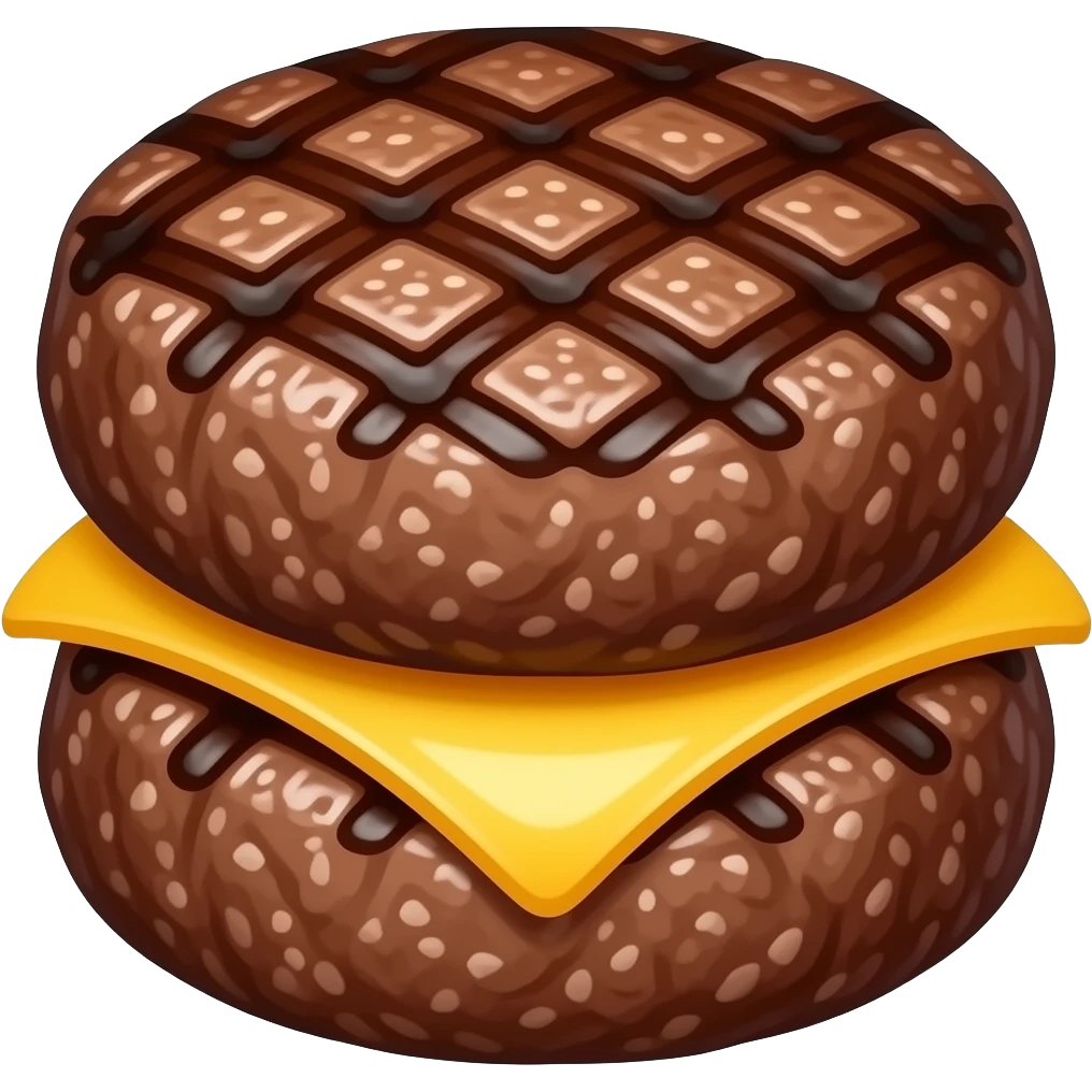 two grilled patties with yellow cheese in between emoji