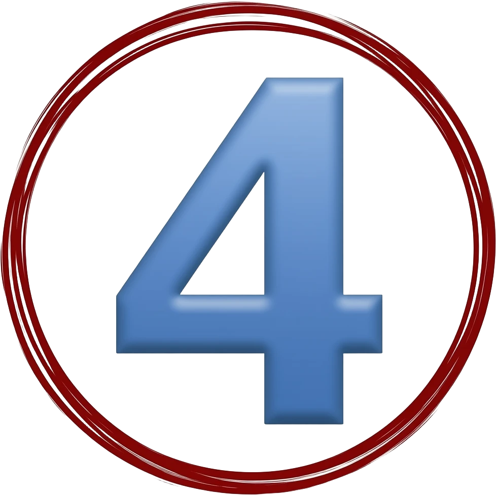 emoji with a blue letter 4 in this text with a red hand drawn circle that is as thin as possible and its hand drawn like when you take a pen and draw a circle emoji