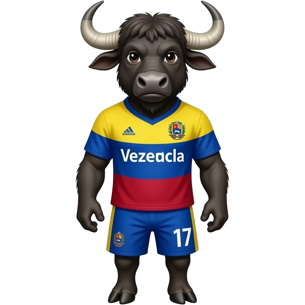 Haz un Bufalo con forma de persona con la camiseta de la seleccion venezolana emoji