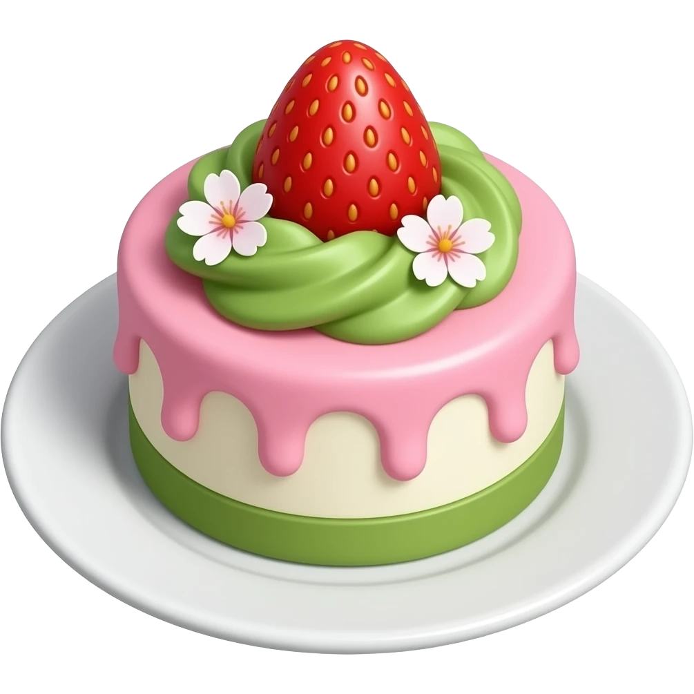 Strawberry matcha Sakura cheesecake emoji