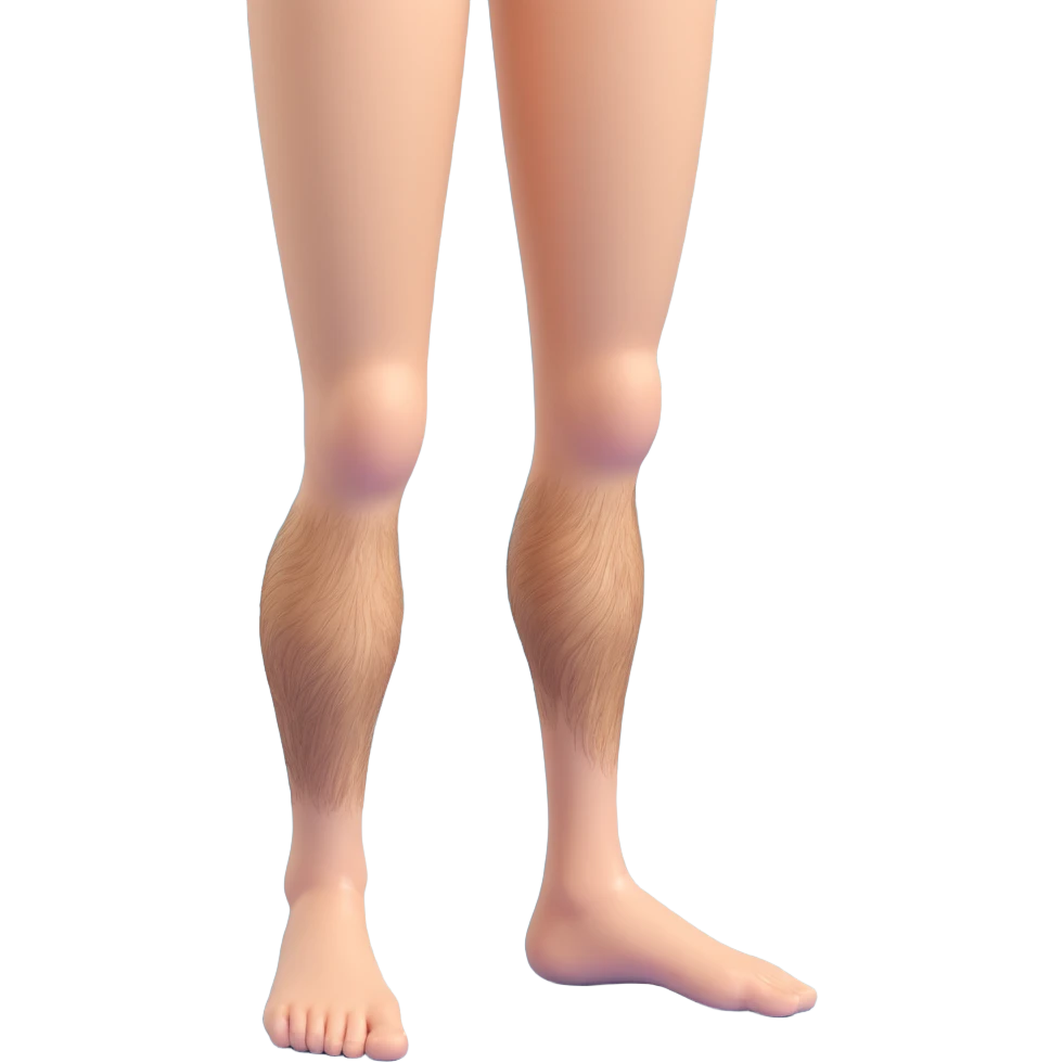 a hairy human leg, realistic, natural skin, visible hair, 3D style emoji