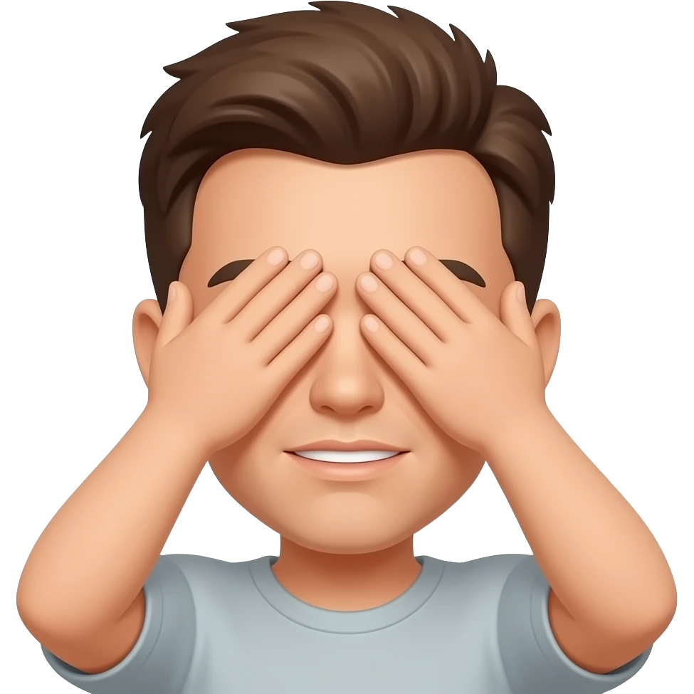 Faça uma sombra com as mãos do rosto emoji