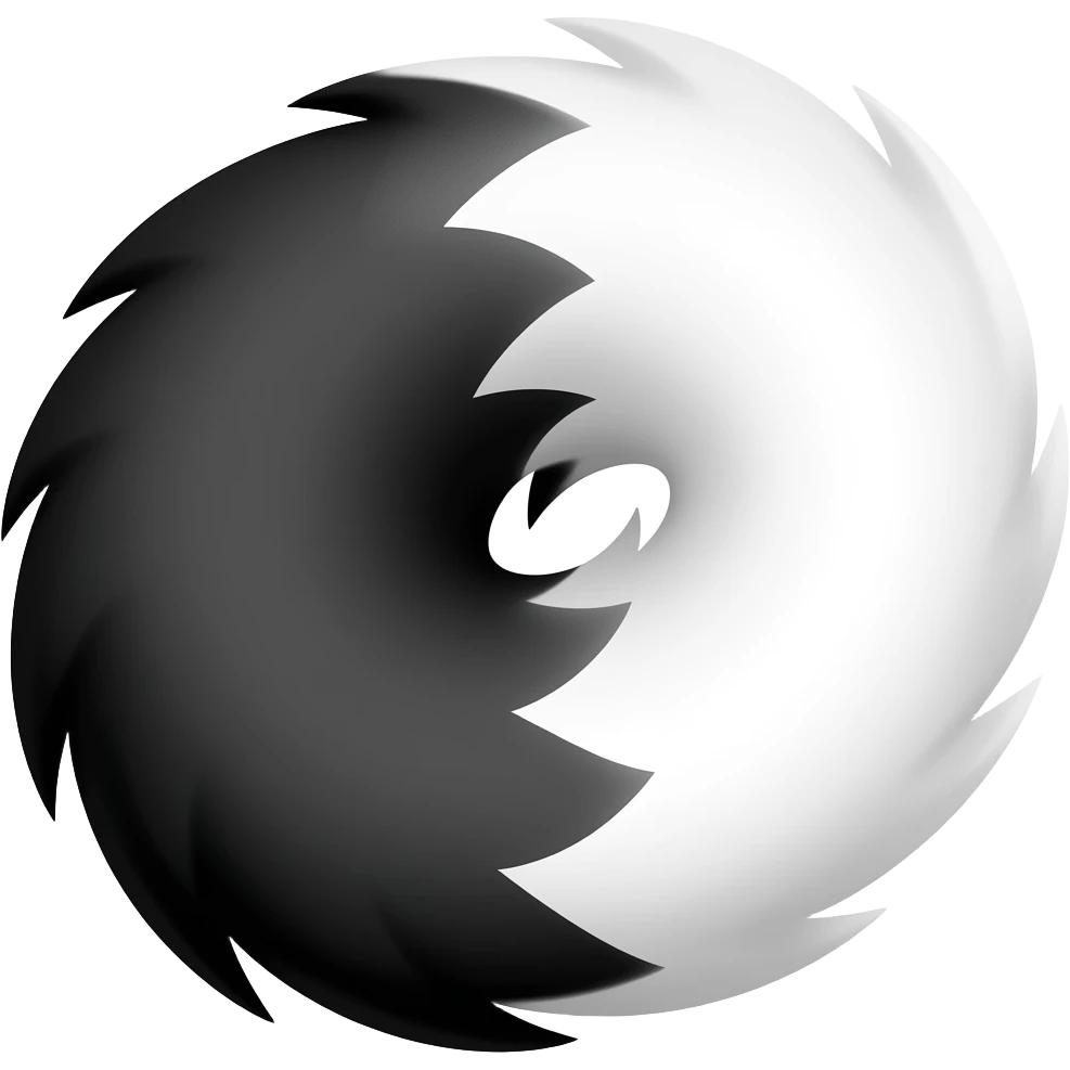 Black half white wolf tail emoji