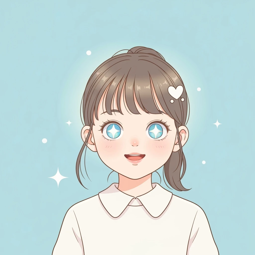 girl banner with a heart accent, cute, expressive, minimal emoji