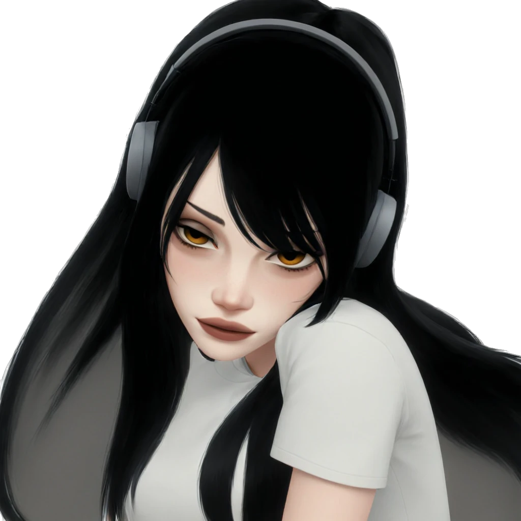 girl with black hair headphones emoji