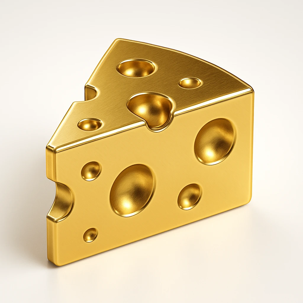 cheese slice in gold metallic style emoji