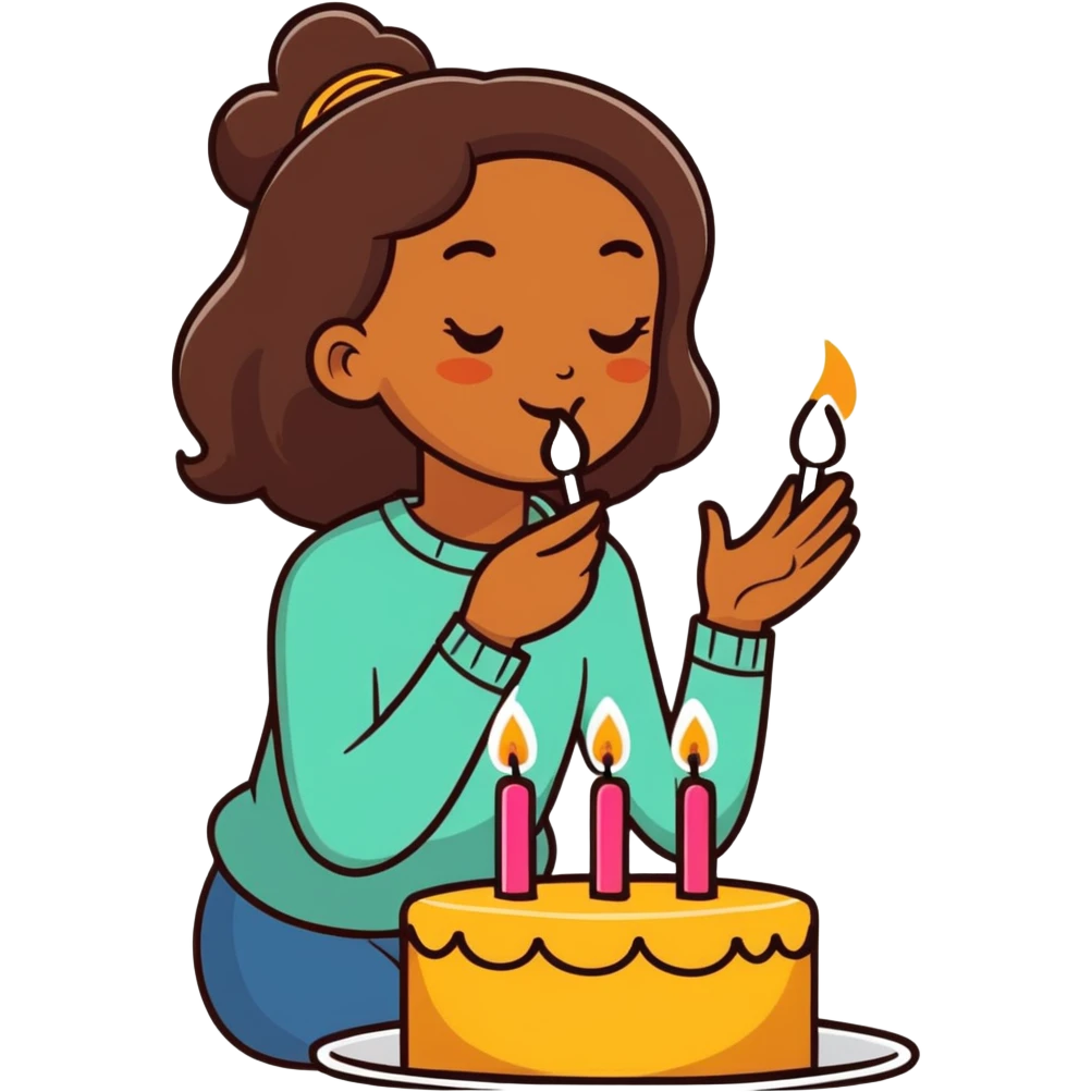 Brown girl  blowing out candles emoji