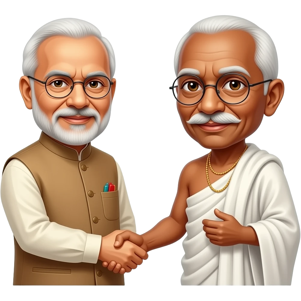 Narendra Modi and Mahatma Gandhi hand shaking emoji