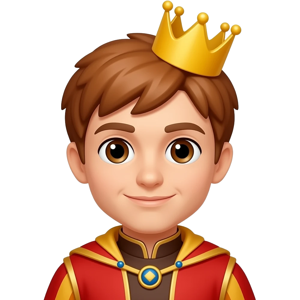 The Burger King from Fictional Characters with brown eyes, brownish-orange hair, yellow crown, red and gold tunic emoji