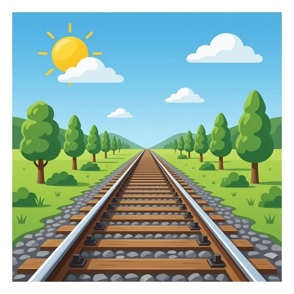 2 railway tracks in perspective landscape view emoji