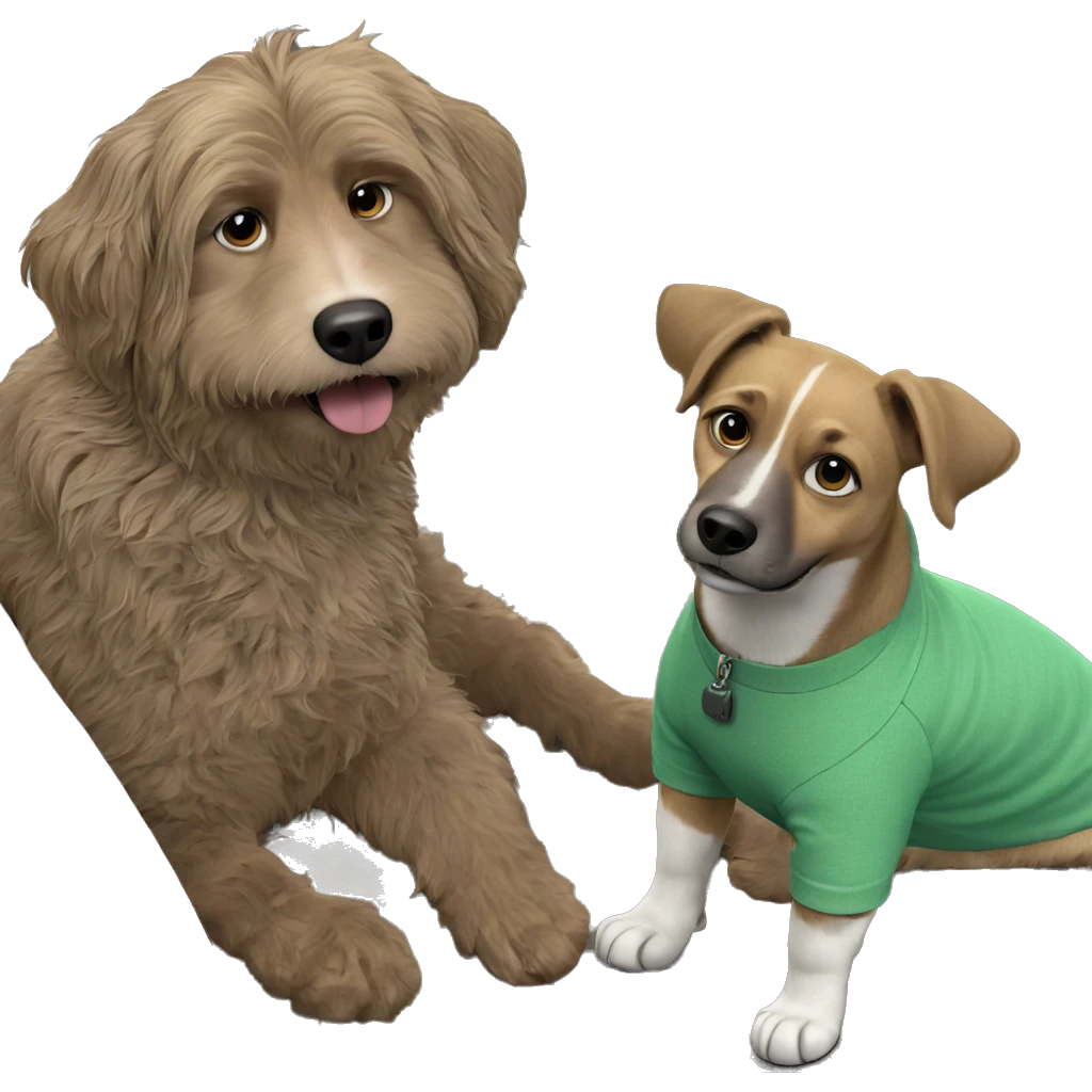 dog on couch in green shirt emoji