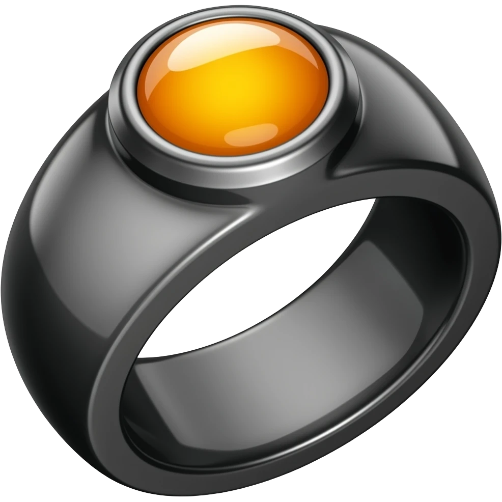 A obsidian ring with a orange gem in it emoji