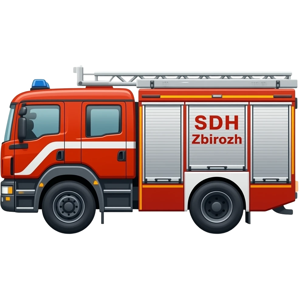 Chci aby to byl emoji hasičského auta které jezdí v České republice a aby na dveřích spolujezdce bylo napsáno SDH Zbiroh a aby to auto bylo z boku emoji