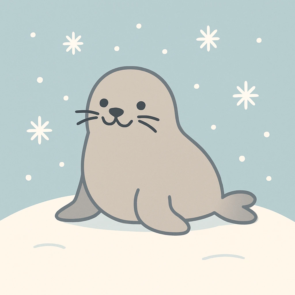 Flat design style seal in the snow emoji