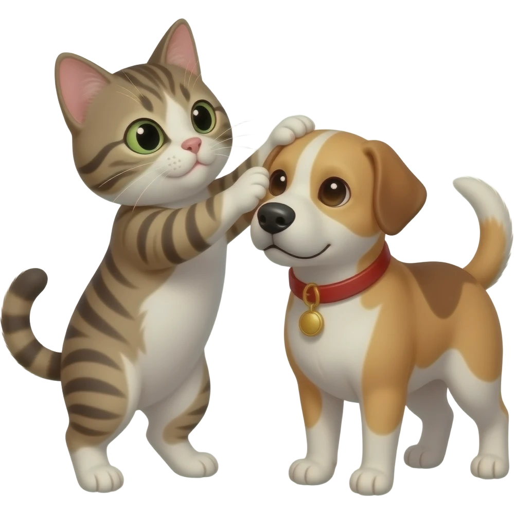 Cat hits dog 🐈🐕 its either like cat slapping dog head bu emoji