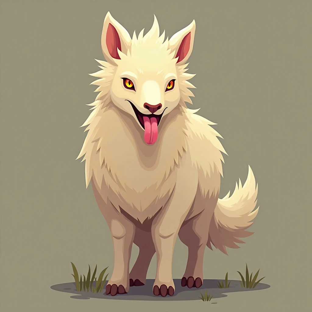 A thrumbo from the game rimworld. Front view, sticks the tongue out and licks. animated emoji