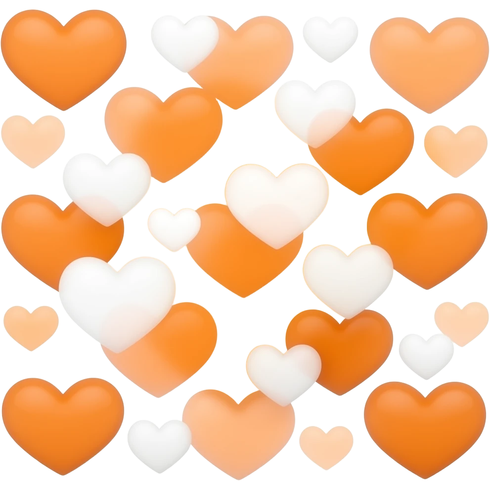 Small orange hearts and white hearts emoji