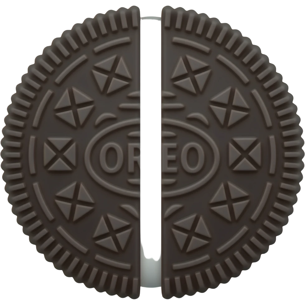 make an oreo emoji with sperated cream and cookie write oreo on cookie emoji