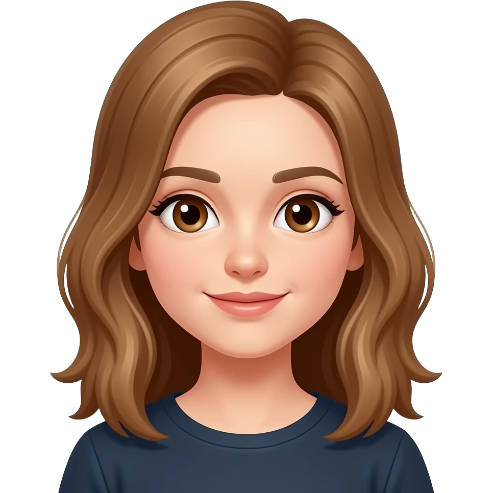 girl like https://www.emojis.com/emoji/emoji-VD96a8gMUDC but with light brown hair, brown eyes emoji