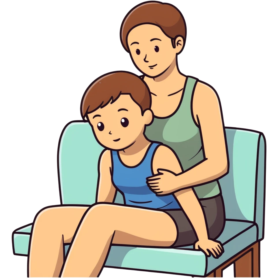 Caucasian woman with brown hair big boobs wearing a tank top sitting on bald man lap emoji