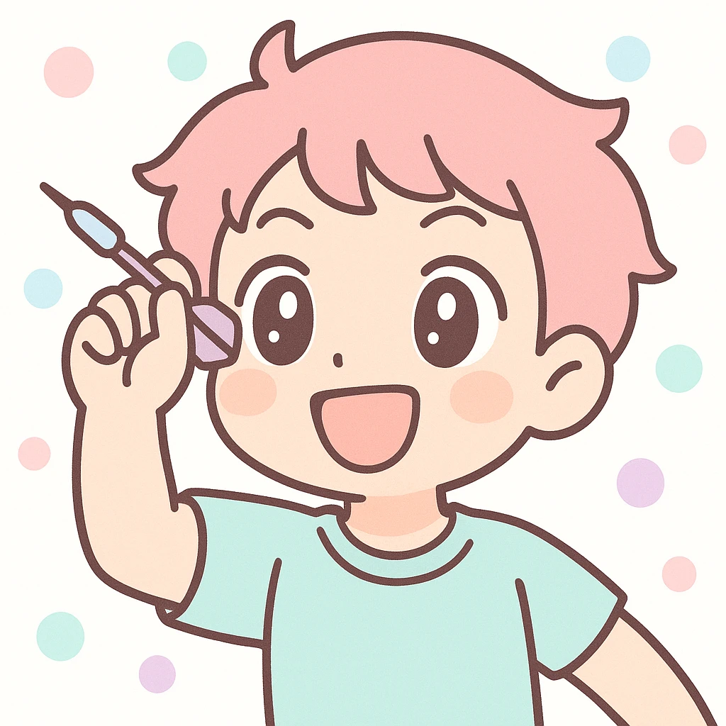 anime style emoji of a guy throwing darts, close-up on face, energetic expression emoji