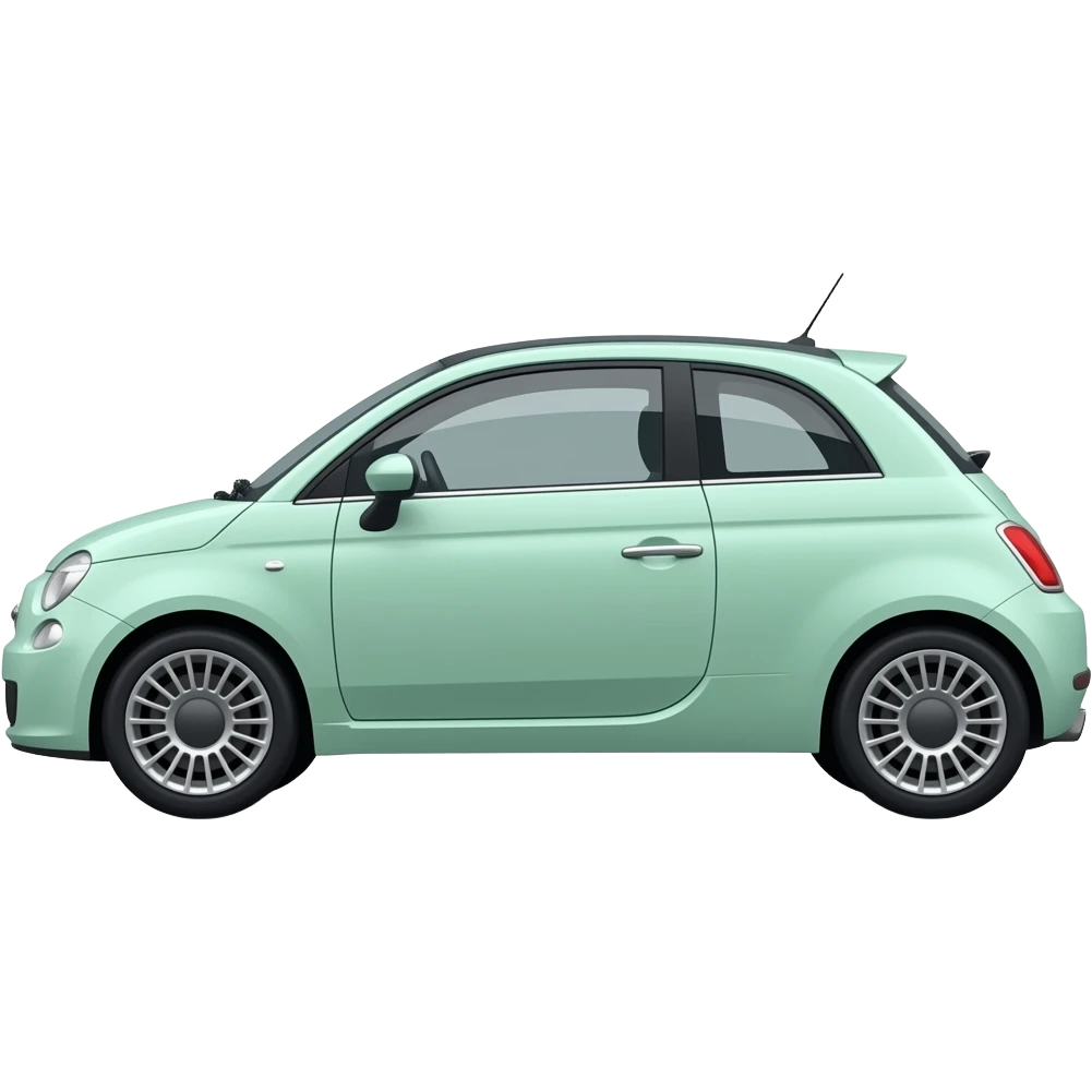 mint green fiat 500 twinair side view vintage wheels emoji