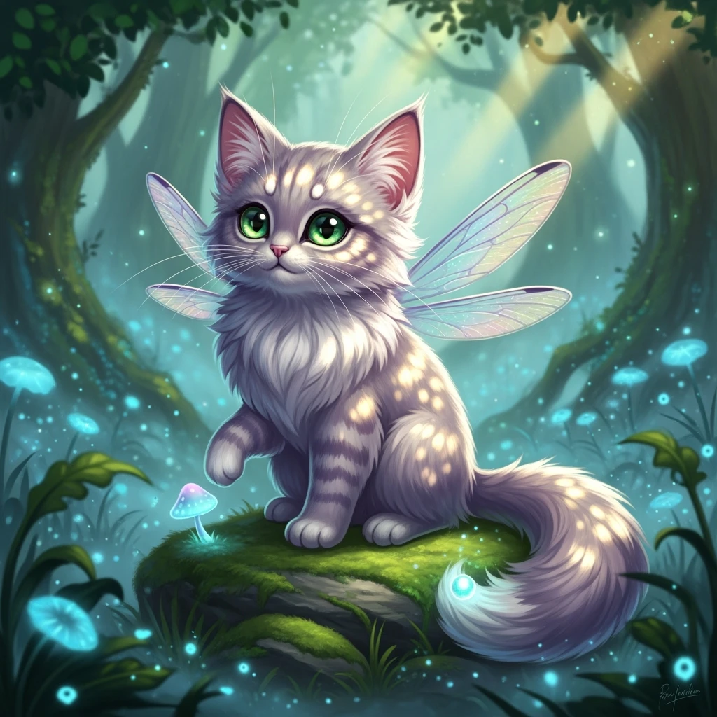 make a hyper realistic cute cat like mythical creature emoji