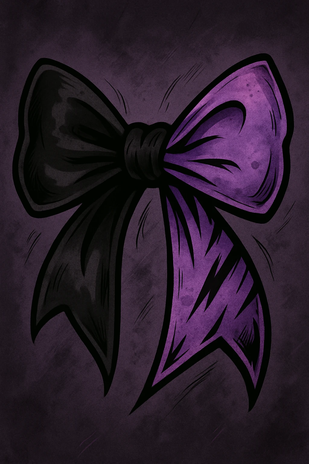 emo bow, black and purple, expressive and stylish emoji