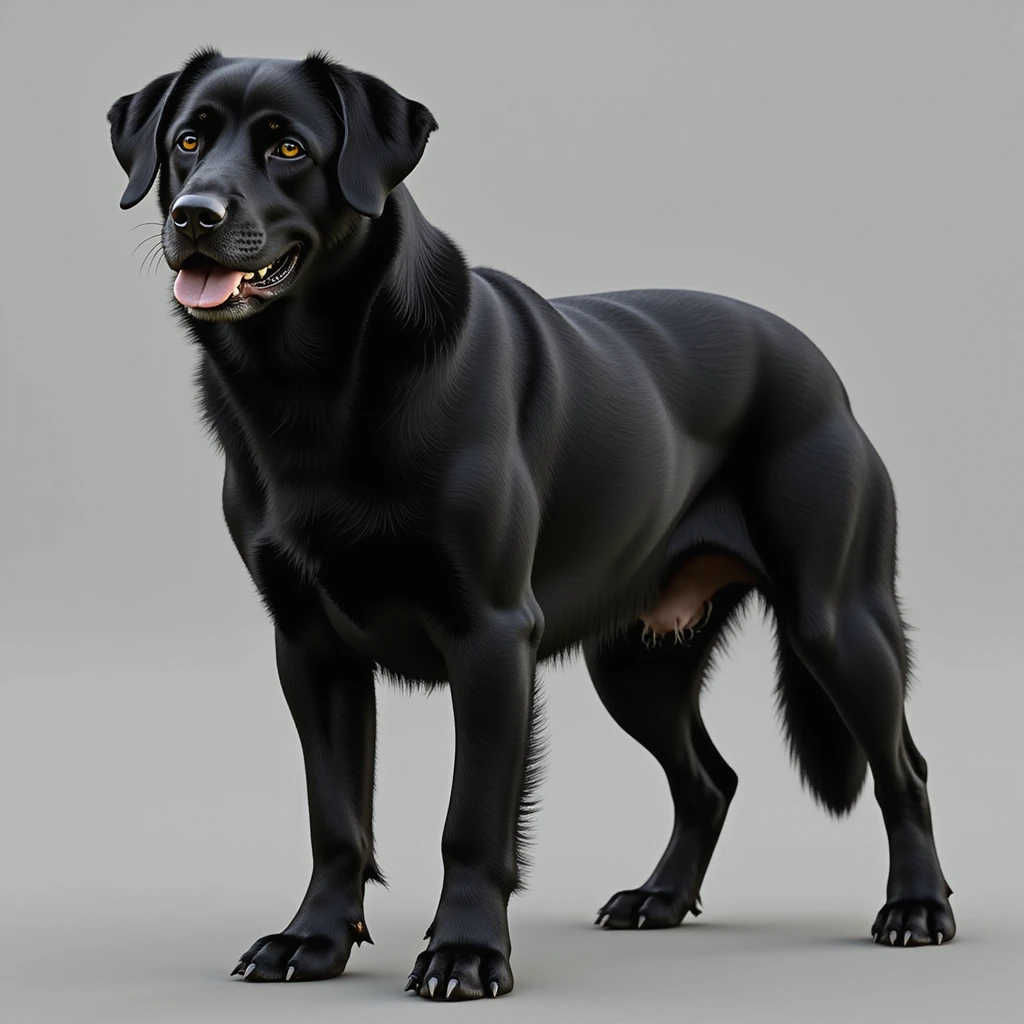 black dog, realistic style, detailed fur, natural pose emoji