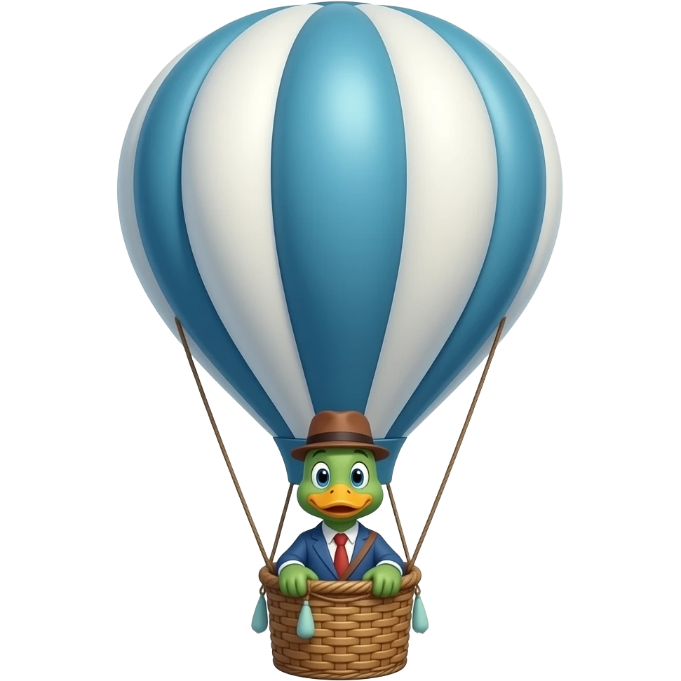 DUCK RIDING IN BASKET OFHOT  AIR BALLOON HAPPY BIRTHDAY mADI emoji