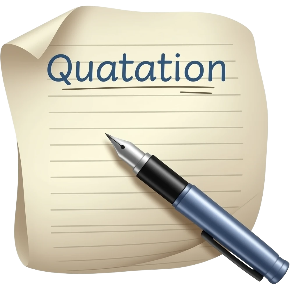 pen writing quotation on paper for policy. Quotation as header in english emoji