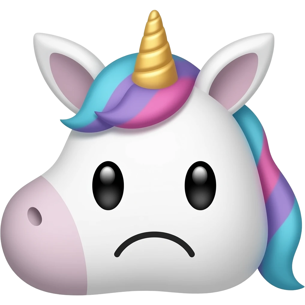 sad unicorn head emoji